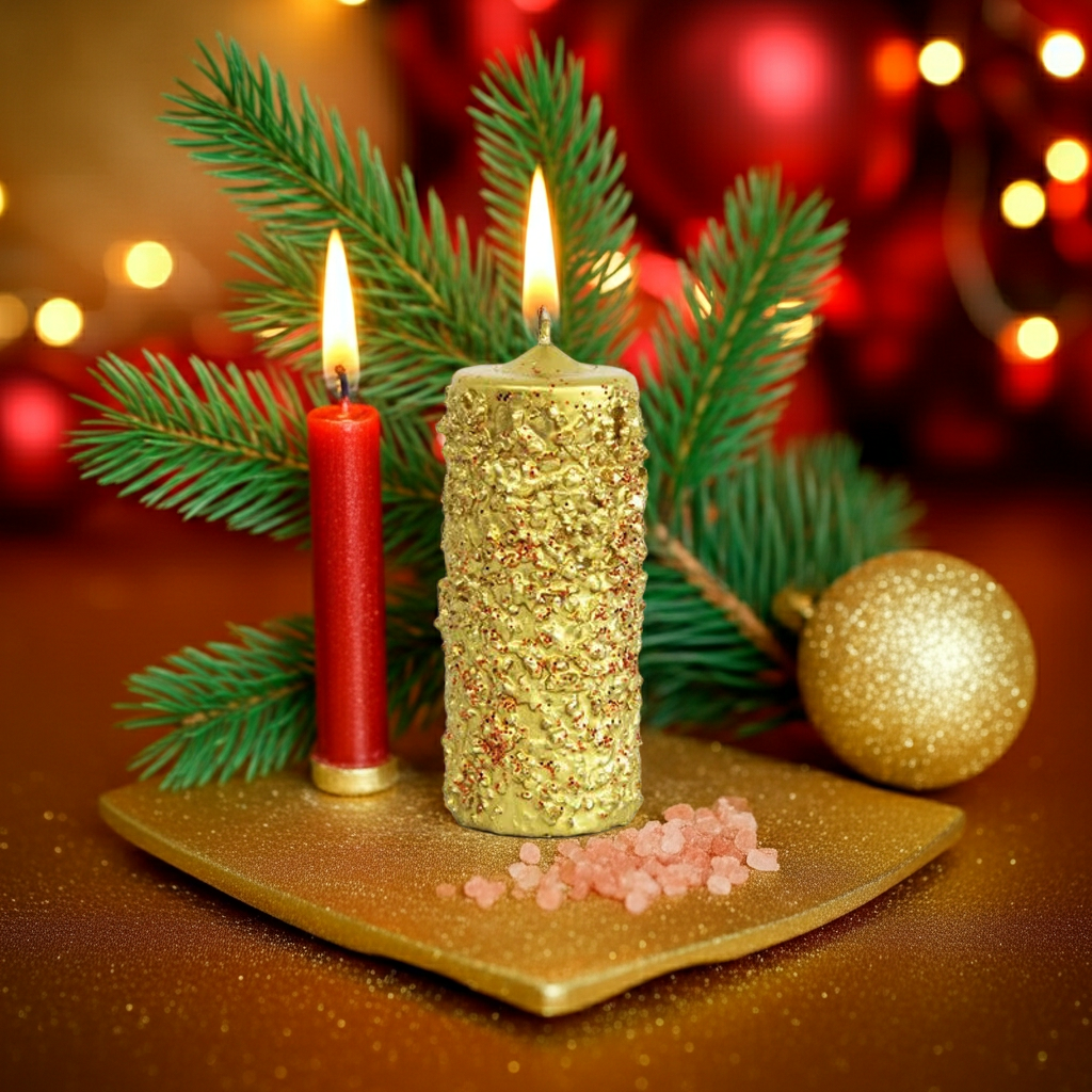 Velón Artesanal de Navidad y Año Nuevo – Ritual del Solsticio de Invierno · Prosperidad y Renovación