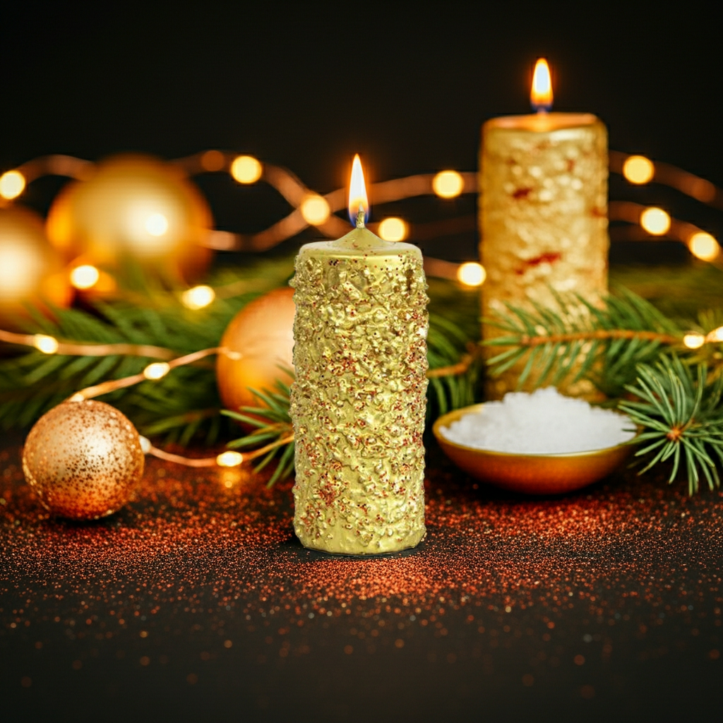 Velón Artesanal de Navidad y Año Nuevo – Ritual del Solsticio de Invierno · Prosperidad y Renovación