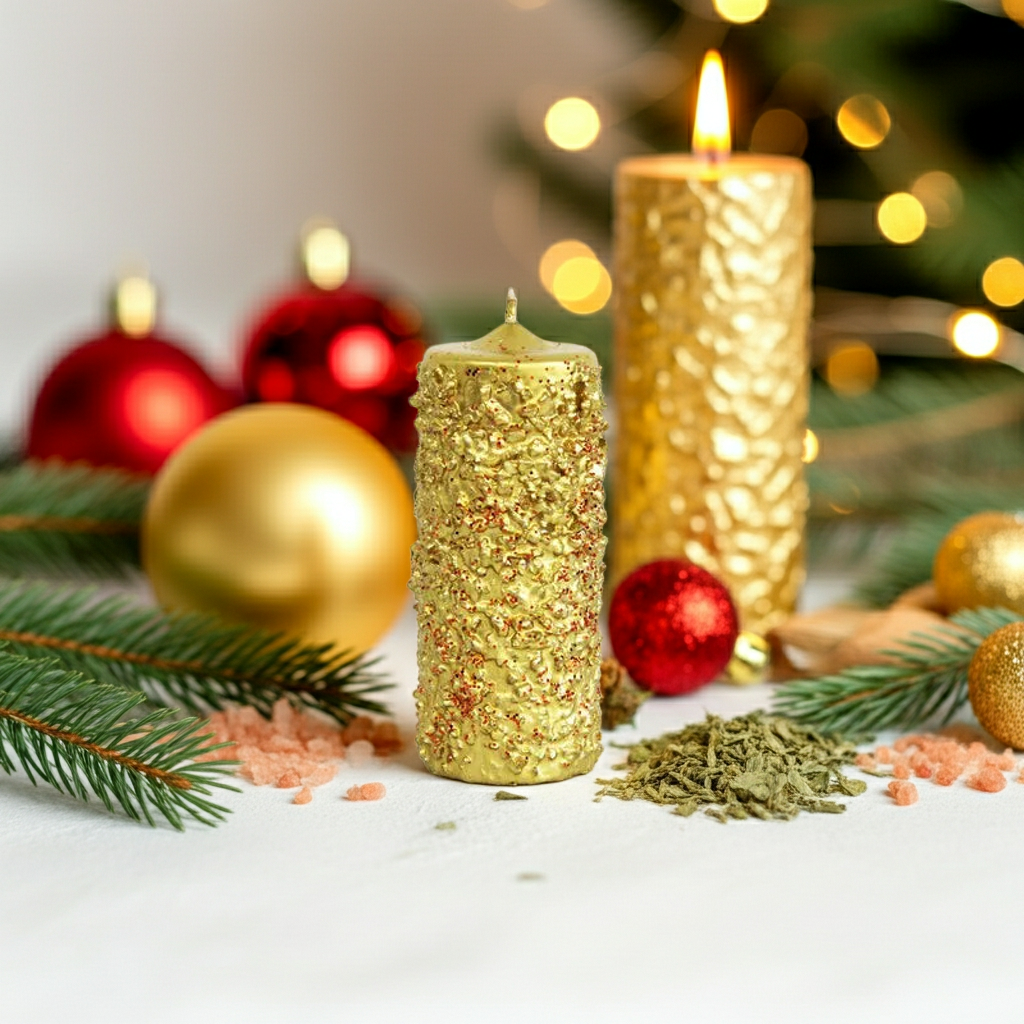 Velón Artesanal de Navidad y Año Nuevo – Ritual del Solsticio de Invierno · Prosperidad y Renovación