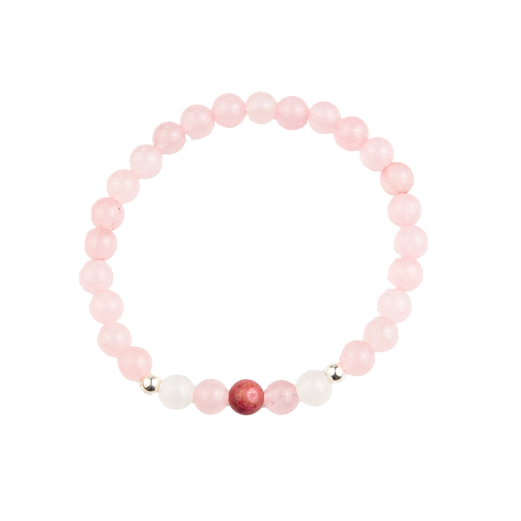 Pulsera Protección Gestación y Embarazo – Cuarzo Rosa, Piedra Luna y Rodocrosita